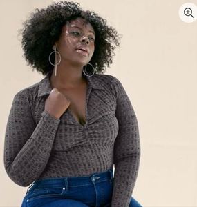 VENUS Womens Plunging Collared Body Suit 1X Still In Packaging!